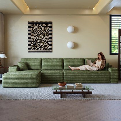 135  Cloud Sectional Couch With L-Shape Chaise,Modern Modular Sofa With Deep Seat, Upholstered Couches For Living Room Bedroom,No Assembly Required,…