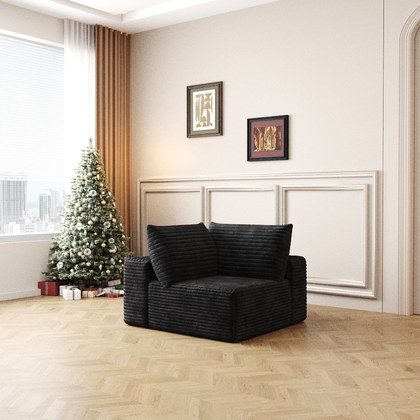 Cloud Sectional Couch,Modern Modular Sofa With Deep Seat, Upholstered Couches For Living Room Bedroom,No Assembly Required,Black Plush Corduroy Fabr…