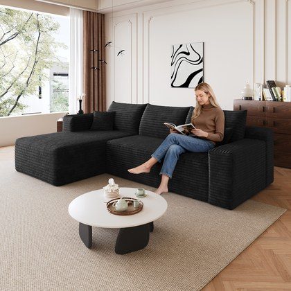 95  Cloud Sectional Sofa,Modern Minimalist Upholstered Couches, Comfort U Shaped Sofa For Living Room,Deep Seat Corner Couch,No Assembly Required,Bl…