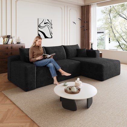 95  Cloud Sectional Sofa,Modern Minimalist Upholstered Couches, Comfort U Shaped Sofa For Living Room,Deep Seat Corner Couch,No Assembly Required,Bl…