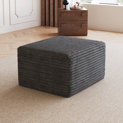 Sofa Ottoman ,No Assembly Required,Dark Grey Plush Corduroy Fabric