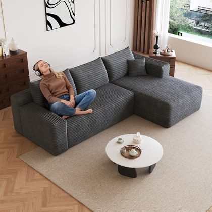 95  Cloud Sectional Sofa,Modern Minimalist Upholstered Couches, Comfort U Shaped Sofa For Living Room,Deep Seat Corner Couch,No Assembly Required,Da…