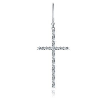 S925 Sterling Silver Moissanite Cross Dangle Earrings  Pave Hook Drop With GRA Certificate Platinum Plated Christian Jewelry Gift Box Set For Women