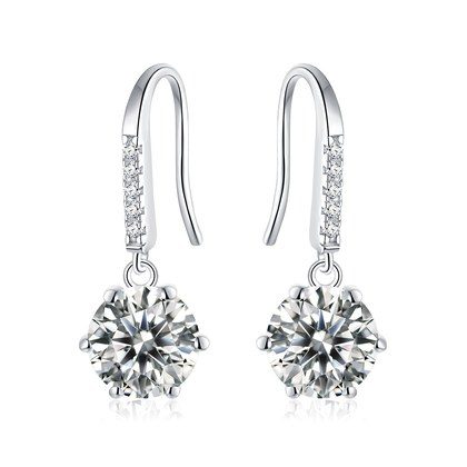 S925 Sterling Silver 0.5CT Or Moissanite Dangle Earrings  Platinum Plated Long Hook Drop Earrings With GRA Certificate Classic Jewelry Gift Box Set …