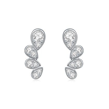 S925 Sterling Silver Moissanite Crawler Earrings  Pear Cut Drop Earrings With GRA Certificate Platinum Plated Jewelry Gift Box Set For Women