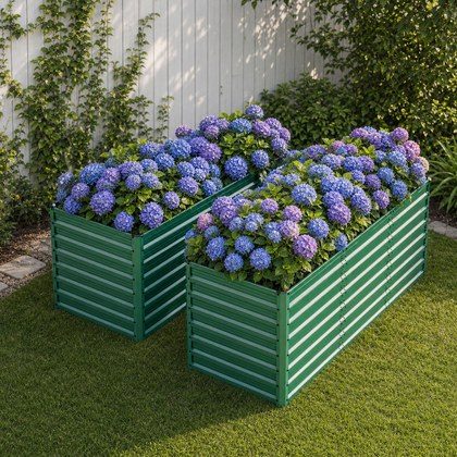 2-Pack 93.7inx31.5inx32.3in Raised Garden Bed, 32in Ergonomic No-Bend Metal Planter Box, Open Base For Drainage & Aeration, 8 Reinforcing Rods, Rust…