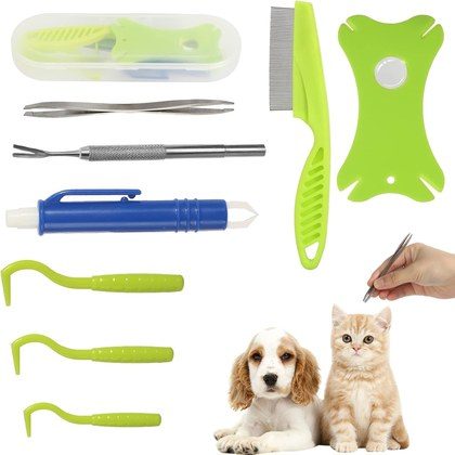 Tick Removal Tool 8 In 1 With Storage Box, Tick Tweezers, Flea Comb, Magnifying Glass, Dog Tick Remover Tool Tick Removal Kit Tick Removal Tool For …