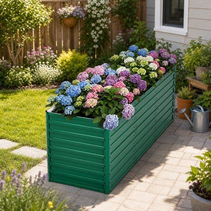 93.7  X 31.5  X 32.3  Raised Garden Bed Kit, 32  Ergonomic Height No Bending Metal Planter Box, Open-Ended Base For Drainage, 8 Reinforcing Rods, Ru…