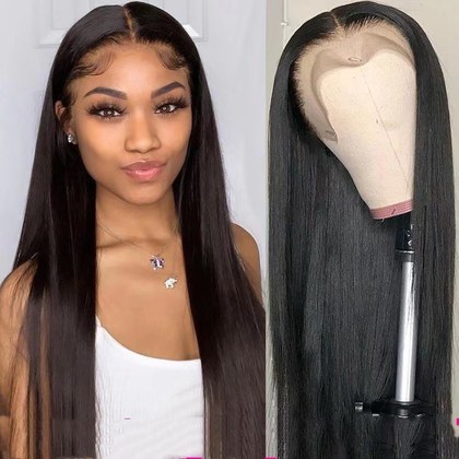 Middle-parted Long Straight Wig For Women Made From High-temperature Synthetic Fiber