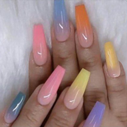 Womens Colorful Trapezoid-shaped False Nail Tips