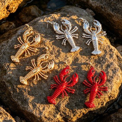 Womens Exaggerated Lobster-shaped Vintage 3D Stud Earrings