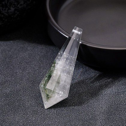 Natural Crystal 12-Facet Pendulum Pendant, Polyhedral Prism Charm