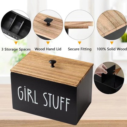 Wooden Bathroom Decorative Box For Household Toilet Paper Storage