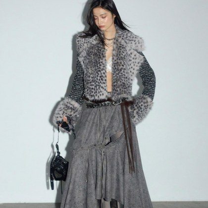 Leopard-print Faux-fur Detachable Wild And Sassy Short Coat