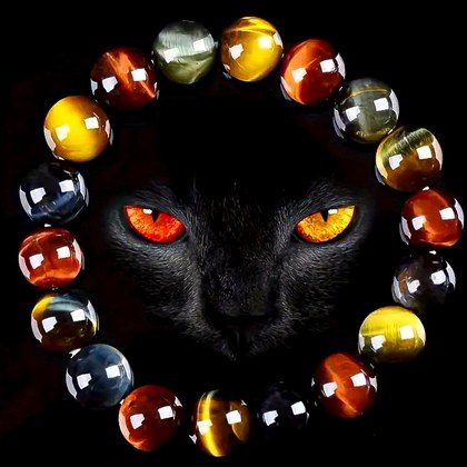 Natural Tricolor Tigers Eye Stone Beaded Bracelet