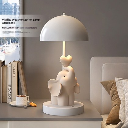 Elephant Desk Lamp Cream-Colored Decorative Piece Home Accessory