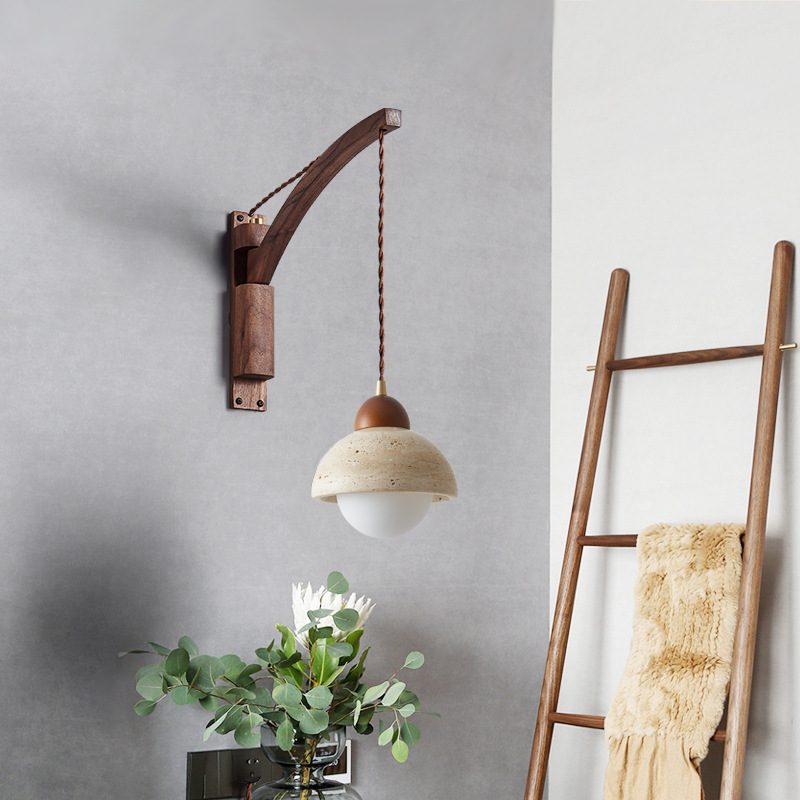 Mid-century Wabi-sabi Bedroom Bedside Wall Lamp Japanese-style Vintage