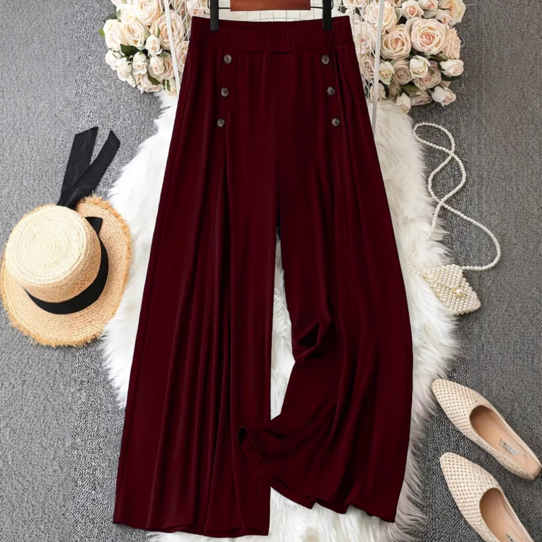 Solid-color Chic Springsummer Casual Wide-leg Trousers