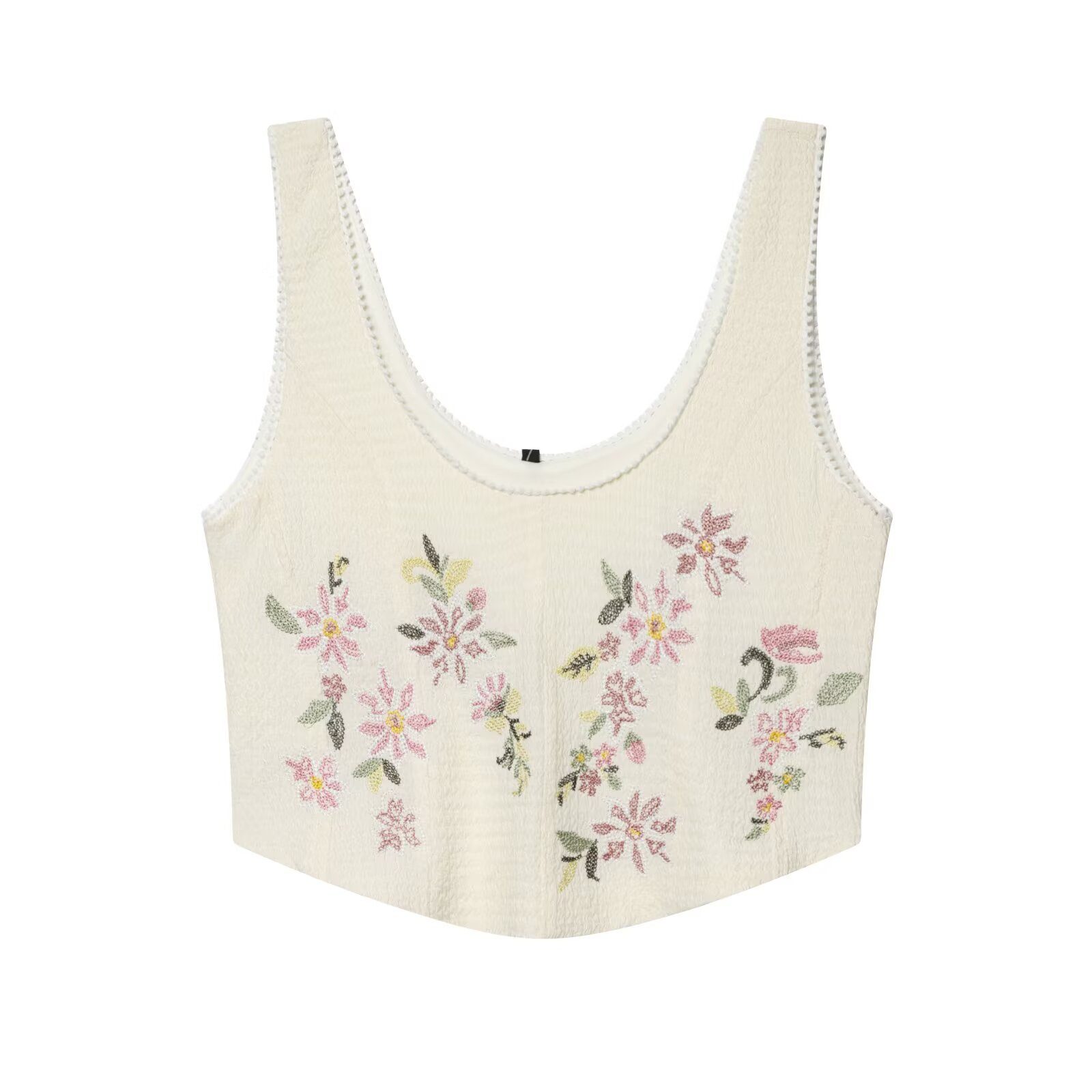 Embroidered texture tight corset style sleeveless top