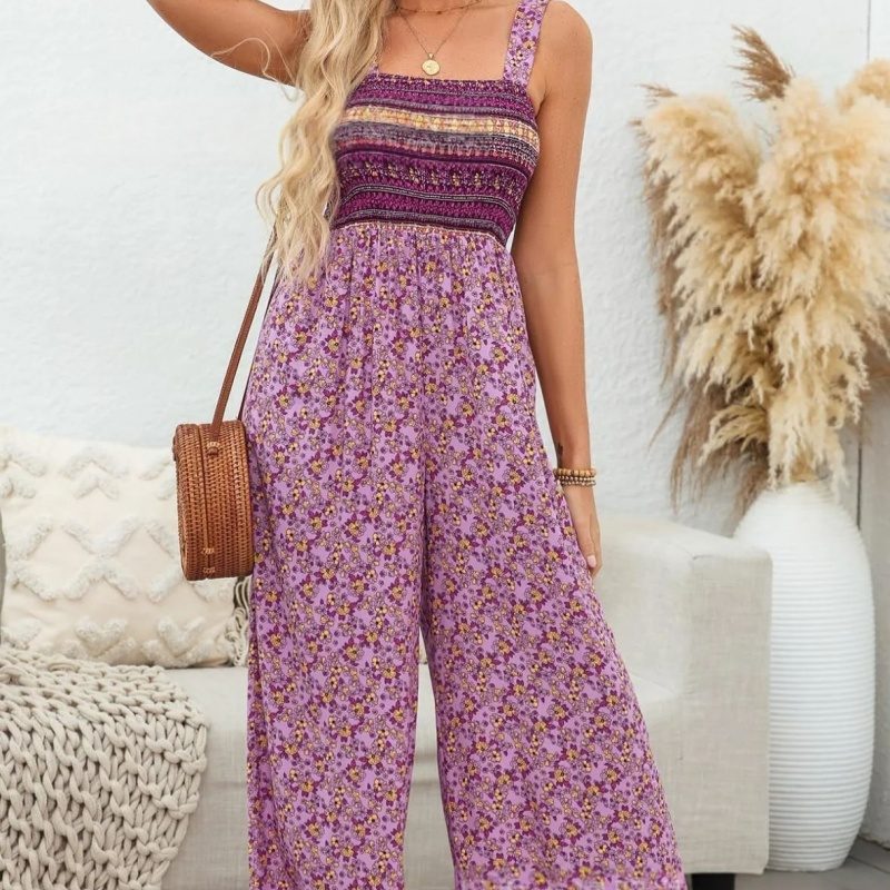 Women's Bohemian Strap Print Jumpsuit