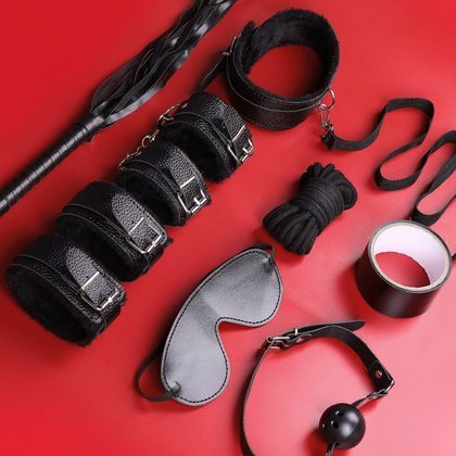 Charmed Love Space Erotic Supplies Bundle Conditioning Couples Flirting Game Set Plush Leather 8Pcs Set