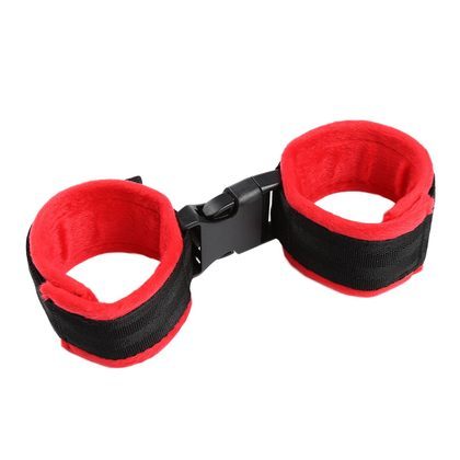 Adult Supplies Red Plush Binding And Flirting Women's Nylon Short Hair Sexy Ankle Cuffs Couple Toy Binding