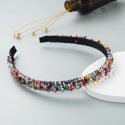 Hair Hoop Hand-woven Beaded Headband Female Baroque Sponge Hair Bundle Korean Face Wash Hair Accessories