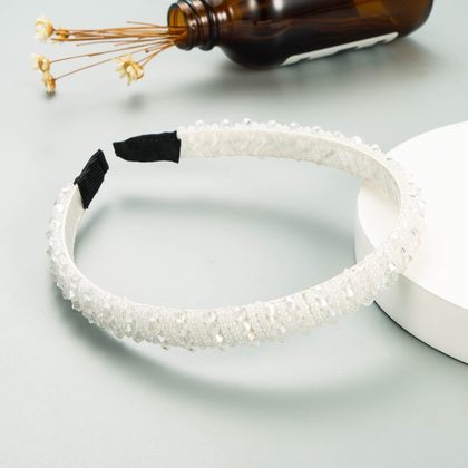 Hair Hoop Hand-Woven Beaded Headband Female Baroque Sponge Hair Bundle Korean Face Wash Hair Accessories