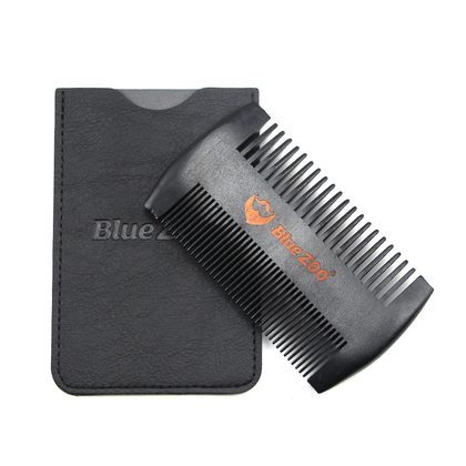 Black Spray Painted Pear Wood Bluezoo Double Sided Beard Comb Beard Portable Comb Care
