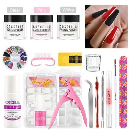 White Pink Crystal Powder 30ml Crystal Liquid Novice Suit Carved Extension Manicure Beginner Crystal Nail Suit