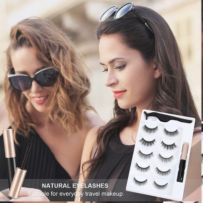 5Pairs 3D Magnetic Eyeliner Liquid False Eyelashes Set Natural/Thick Long Eye Lashes Makeup Lashes Extension Tools Maquillaje