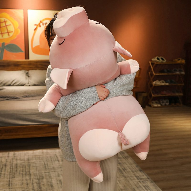 Cute Love Pig Plush Toy Long Pillow for Kids, Soft Stuffed Animal for Bed Sleeping, Children's Cushion Pillow
