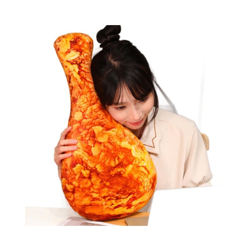 Creative Printed Chicken Drumstick Pillow, Realistic Food Design, Soft Cushion for Sofa, Living Room Decorative Pillow