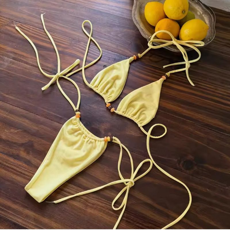Solid color split bikini swimsuit for women