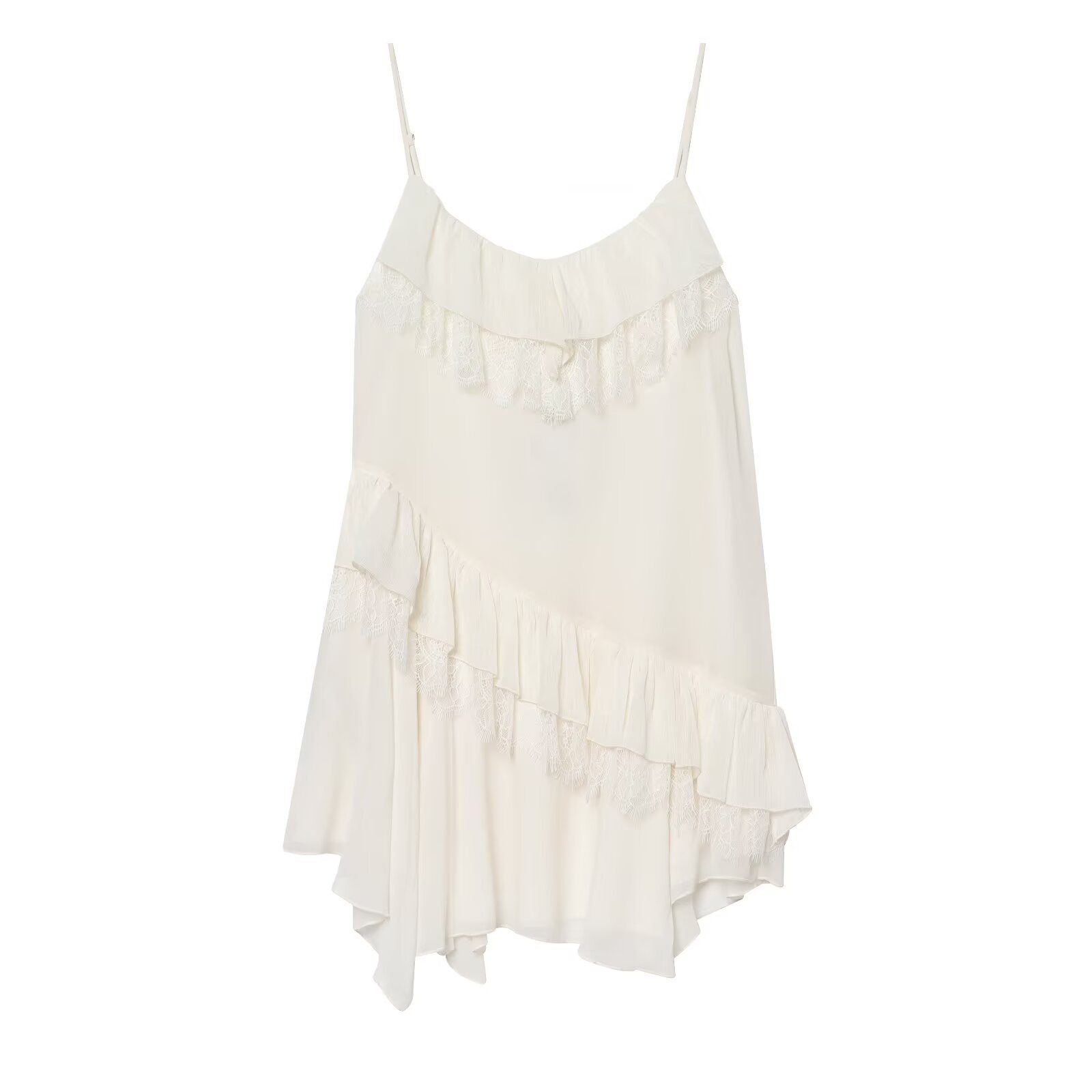 Lace patchwork irregular camisole skirt