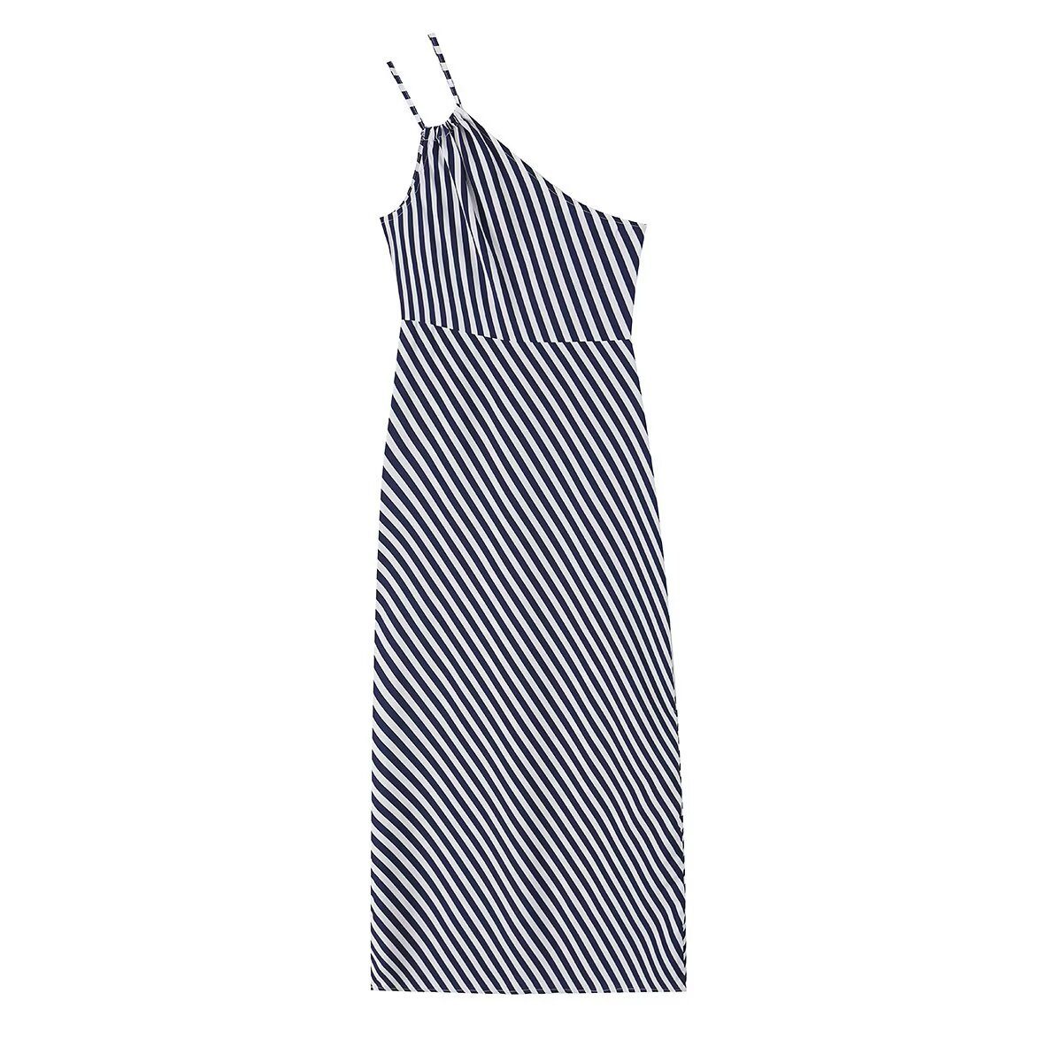 Slim fit diagonal striped printed asymmetric camisole skirt