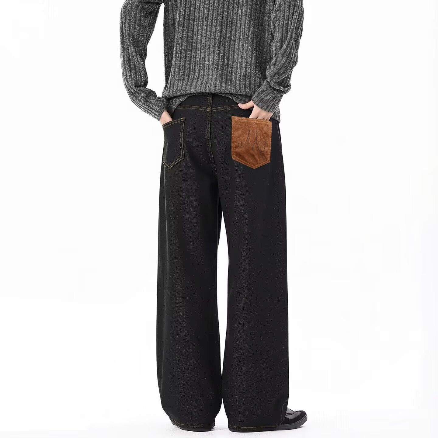 Denim Pants Men's Trendy Brand Retro Patchwork Long Pants
