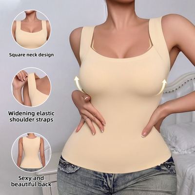 Womens Seamless Tank Top With Built-in Bra Padding