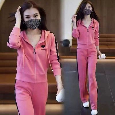 Spring New Plus-Size Casual Cardigan Sweatsuit Set Womens Hoodie And Wide-Leg Pants Two-Piece Set