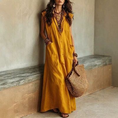 Off-Shoulder Single-Breasted Pocket Casual Shirt Dress For Women