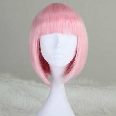 Wig for Women Short Hair Straight Bangs Bobo Bob Cut Anime Cosplay Colorful Hair